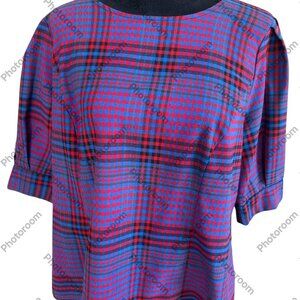 EUC ELOQUII Red and Blue Plaid Blouse. Chest 22.5"